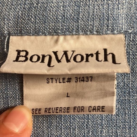 Vintage Womens Bon Worth light Blue Polyester 80’s Large Retro Blazer - Picture 4 of 11